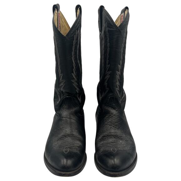 Rudel Embroidered Mid Calf Leather Rodeo Cowboy Western Boots Black Size 9.5D - Picture 2 of 8